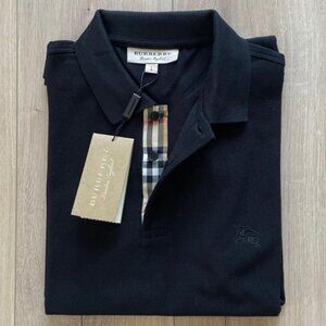 Aut Nwt Men's Burberry Polo Shirt Casual Cotton Large Size Black